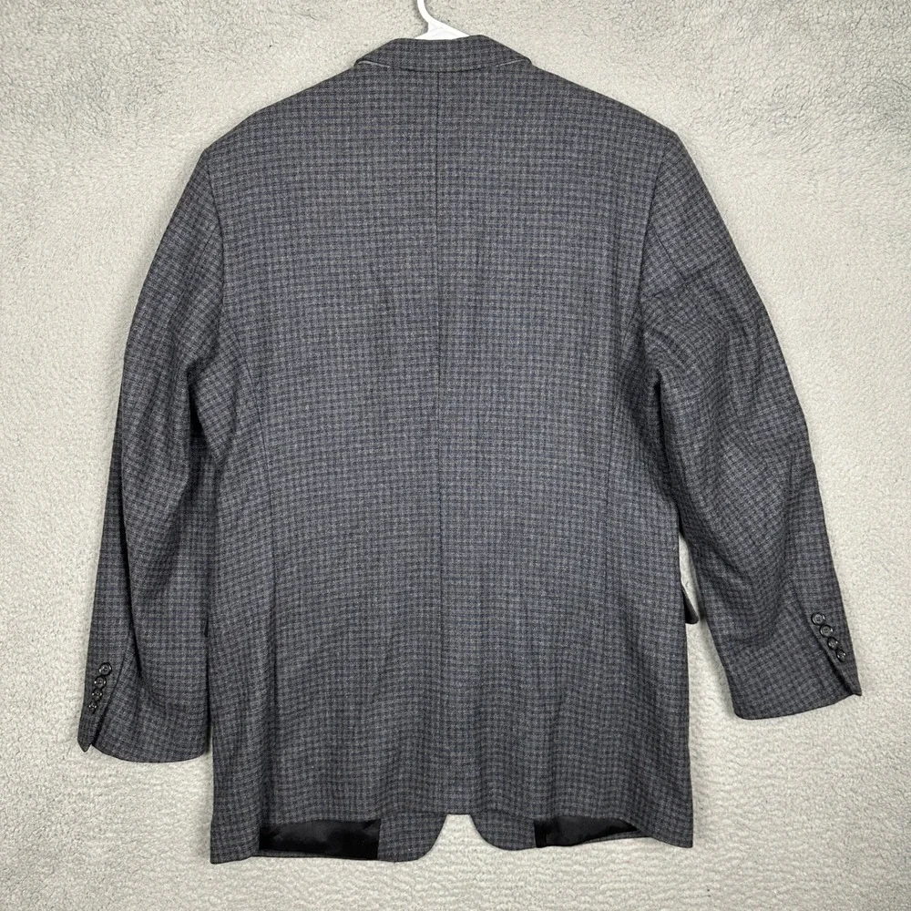 Joseph Lyman Blazer Mens 42L Blue Grey Check Sport Coat 100% Cashmere Formal